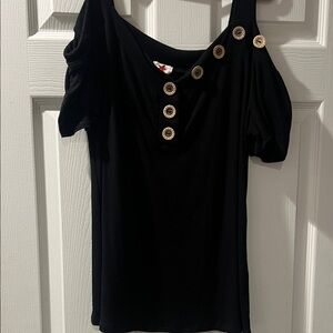 Black Button-Detail Women's Top